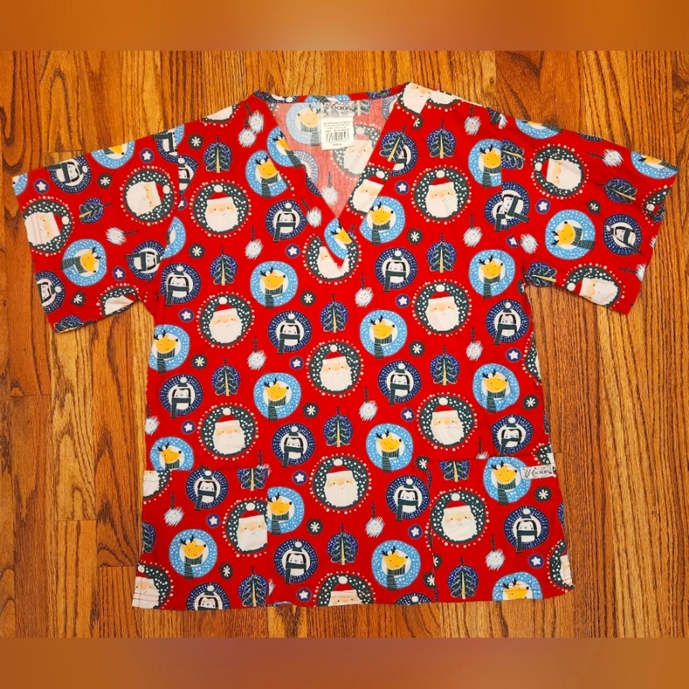 VA Santa Theme Scrubs, Like-new